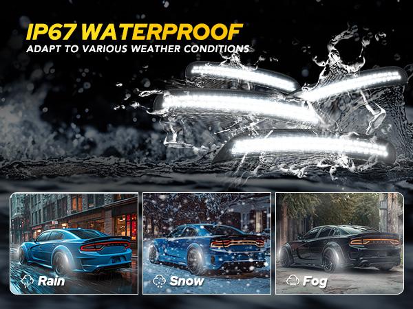 AUTOONE LED Side Marker Lights White for Dodge Charger 2015-2023, Smoked Lens Front & Rear Bumper Lights, High Brightness, IP67 Waterproof, Easy Install, OEM Compatible, 4PCS