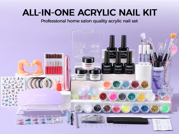 VANSISOS Pro Acrylic Nail Kit with UV Lamp - All-in-One Starter Set for Beginners | TikTok Favorite Nail Art Supplies & Charms Collection