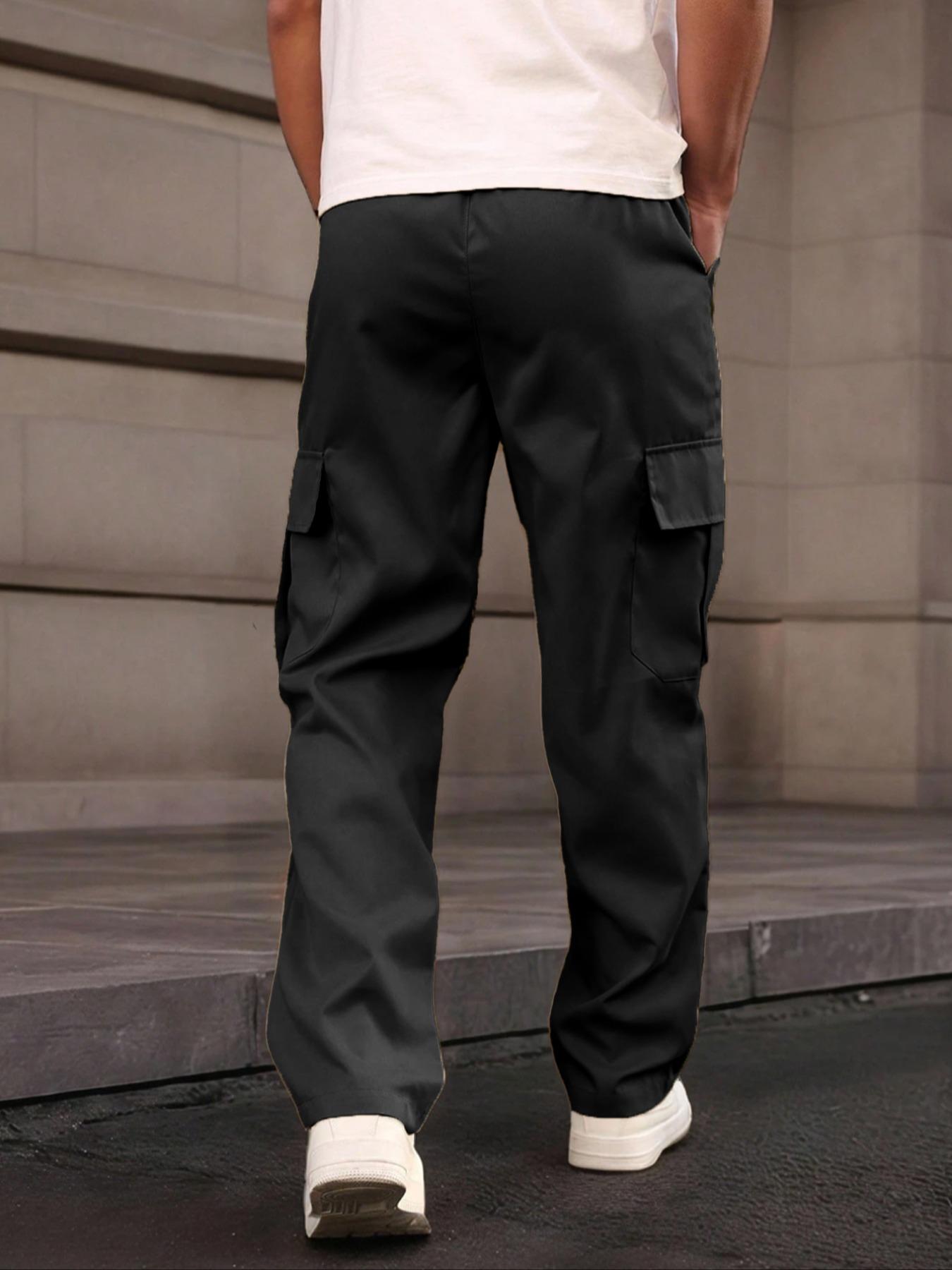 Men's Casual Work Pants, Unique Print, Multiple Pockets, Accordion Design at Knees, Adjustable Drawstring Waist, Outdoor Hiking