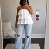 Women's Plain Layered Tube Top, Casual Strapless Loose Top for Summer, Ladies Clothes for Daily Wear