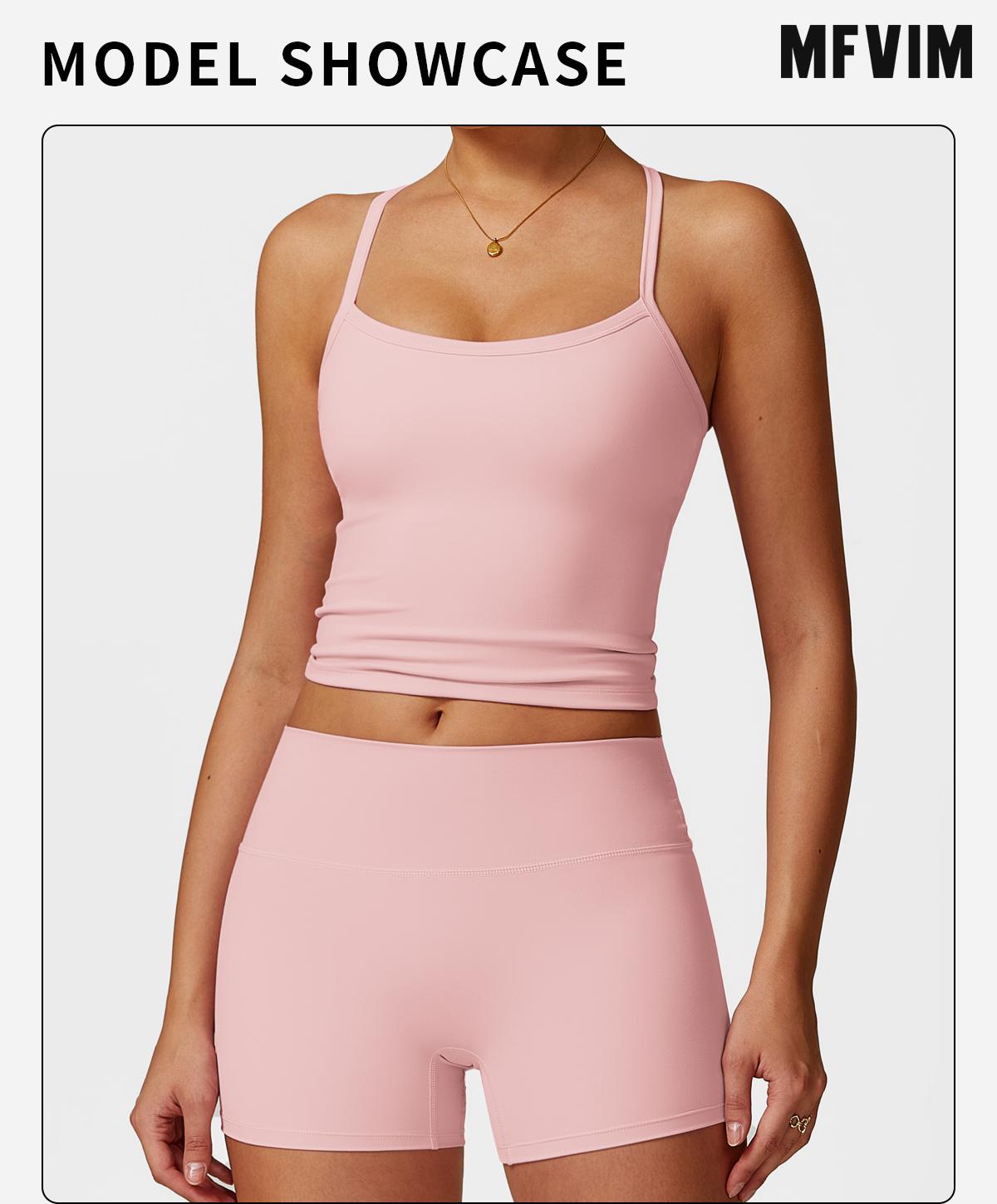 MFVIM Women's Yoga Wear Backless Lace Up Sports Bra and High Waisted Hip Lifting Shorts Matching Workout Set butt-lifting Pilates Improver Suit Sleeveless Gym Tops Lightweight Activewear Running Outfits Sporty Style Clothes SpringStatements