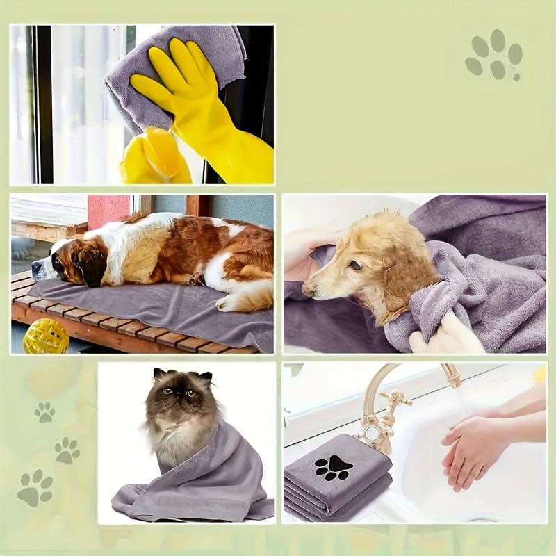 2-Pack Quick-Dry Microfiber Pet Towels for Dogs, Absorbent, Non-Shedding, Soft, Fast-Drying, Paw Print Design, Blue