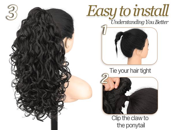 Isaic Ponytail Extension 18 inch Wavy Claw Clip Ponytail Extensions Lightweight Fluffy Claw Clip in Ponytail Hair Extensions Synthetic Fake Pony tails Hairpieces