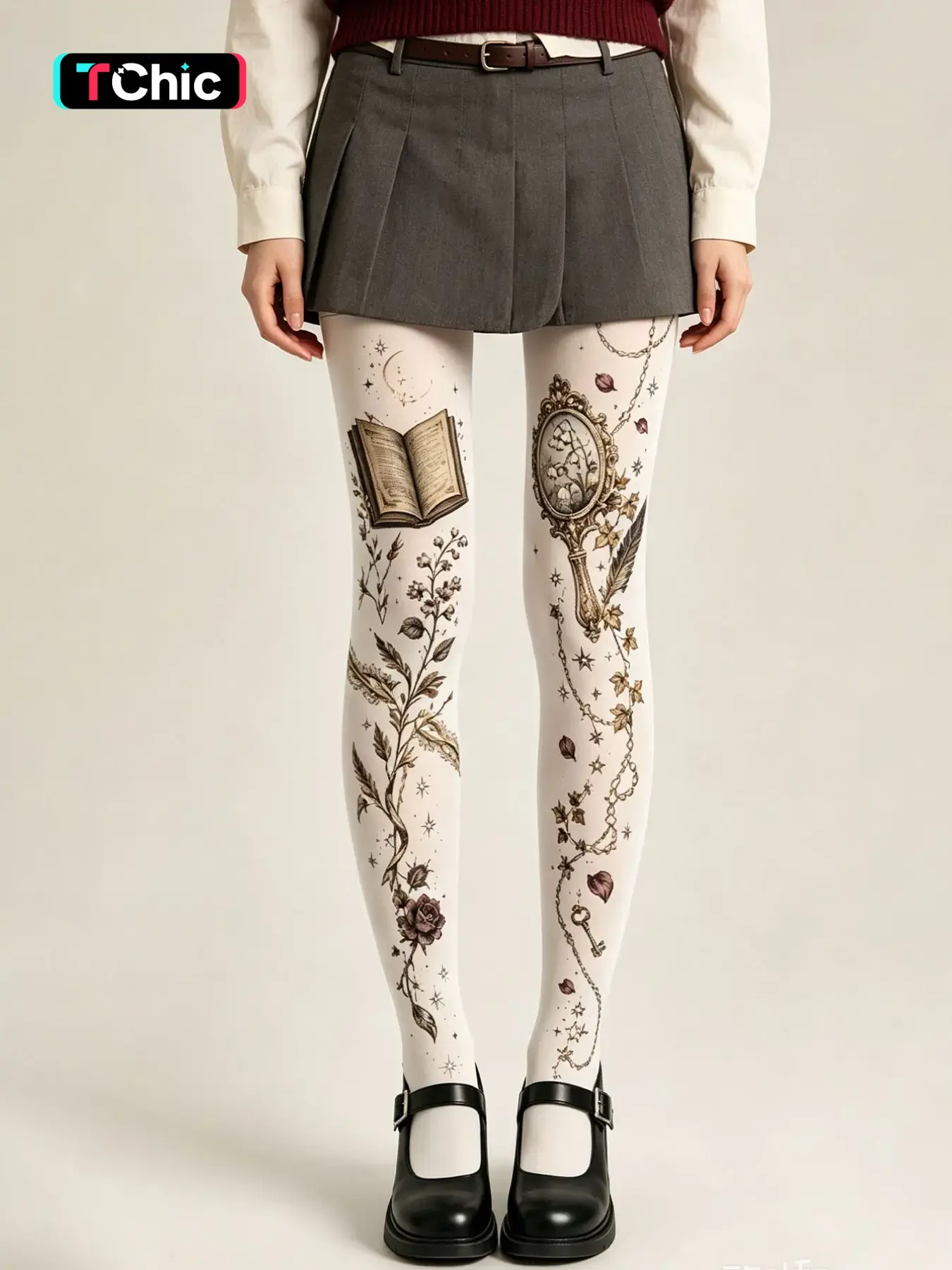 Women's Solid Color Stockings, Elastic Fitted Design, Unique Print Pattern, Soft Fabric, All-Season Comfort, Ideal for Parties