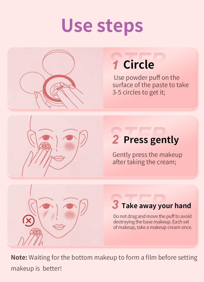 RTETETOK Makeup Setting Cream Oil Control Waterproof Matte Long-lasting Flawless Facial Makeup with Mirror Non-Lossing Powder Silky Cosmetic Smooth