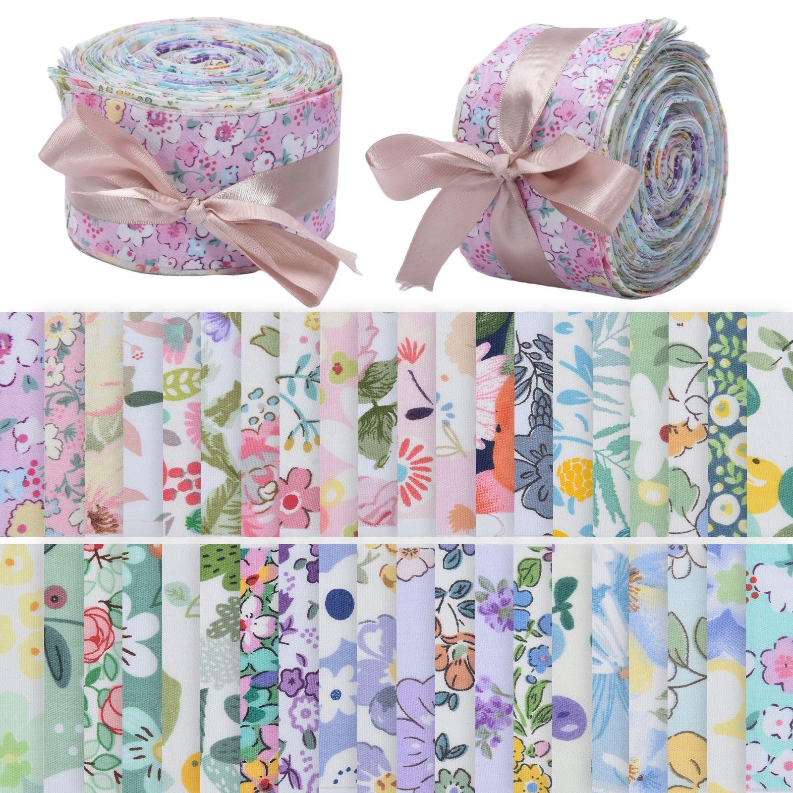 40pcs Floral Fabric Kit, DIY Quilt Making, Pre-Cut Sewing Materials, 6.5cm*50cm, Handmade Craft Supplies, Sewing Tools