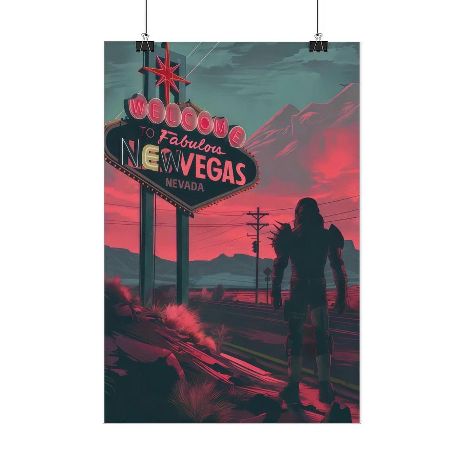 Welcome to New Vegas Poster, Fallout Video Game Art, Wasteland Art, Neon Sign Video Game Poster Decor Photo, Gaming Room Decor, Gamer Gift, Video Game Wall Art, Room Decor Wall Art Poster, Canvas Prints, Wall Art Painting, Fallout Decor
