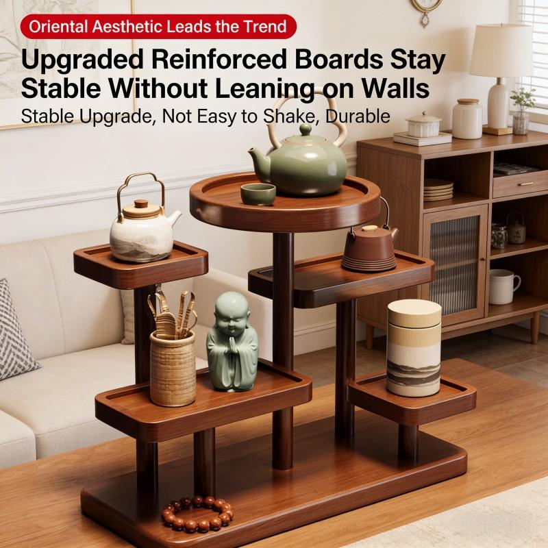 Vintage Wood 5-Tier Display Shelf for Tea & Home Decor - TikTok Shop