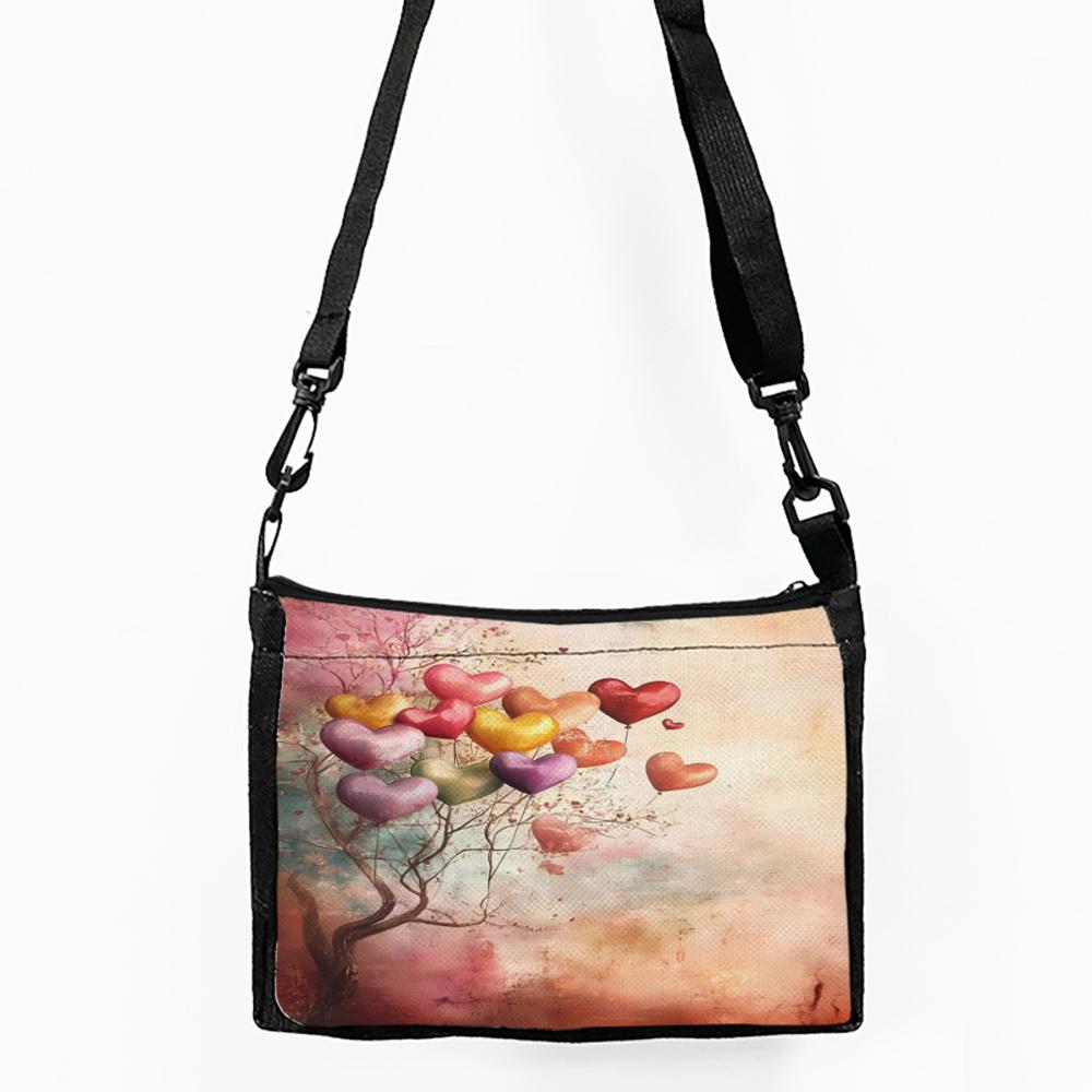 Colored Love Balloon Tree Printed Shoulder Bag for Holiday Gifts, Daily Use 9.16
