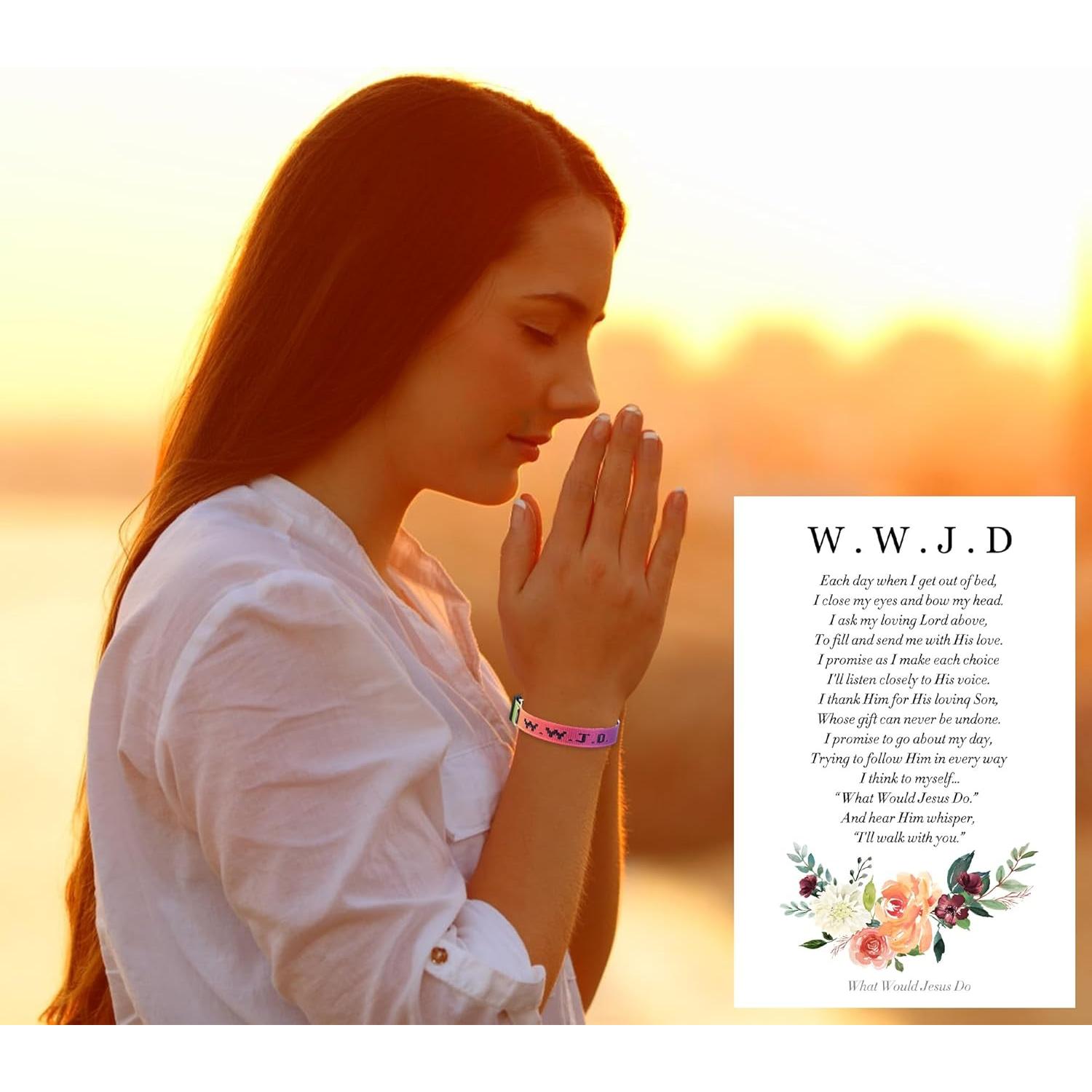 21 count WWJD Bracelets Pack Christian Gifts Adjustable Wristbands WWJD  Bracelets Bulk What Would  Do Bracelets with 21 Message Cards
