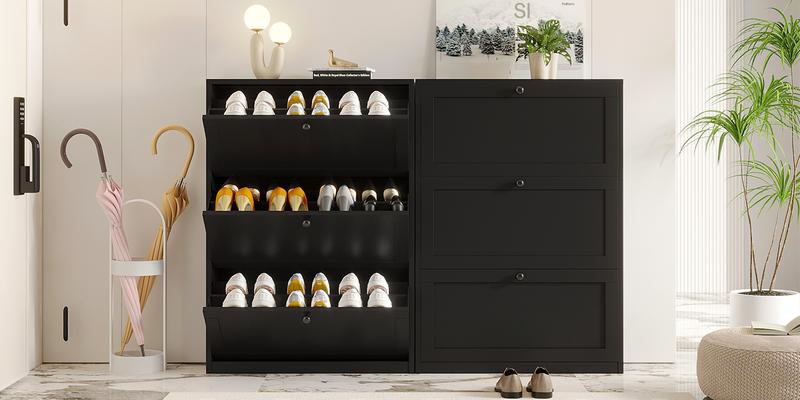 VOWNER Shoes Cabinet with Drawers for Narrow Entryway,Shoe Storage Cabinet Shoe Rack Organizer for Bedroom Living Room