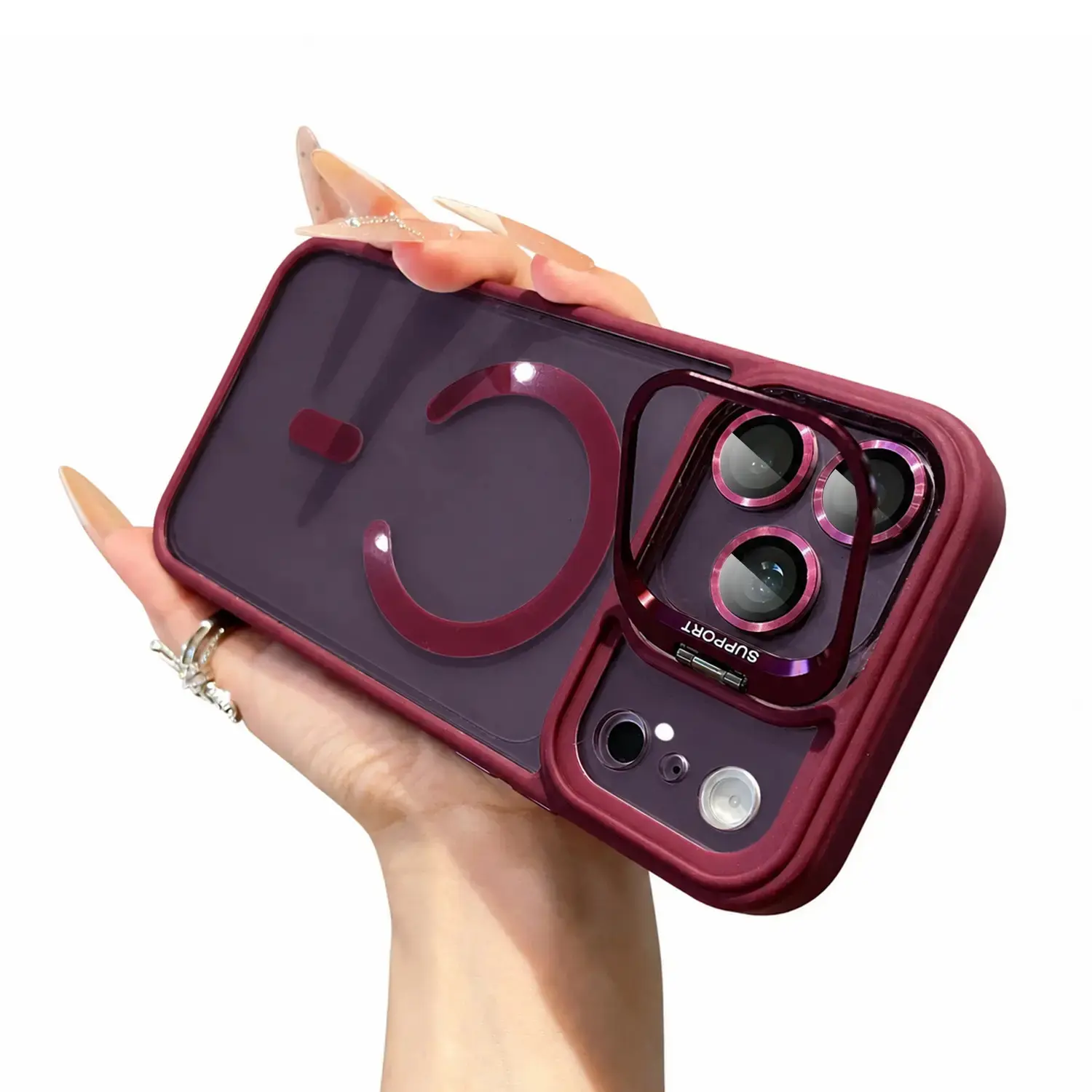Clear Magnetic Phone Case for iPhone 18 Pro Max 17 16 15 14 13 12 Pro Max, MagSafe Compatible, Camera Kickstand, Shockproof