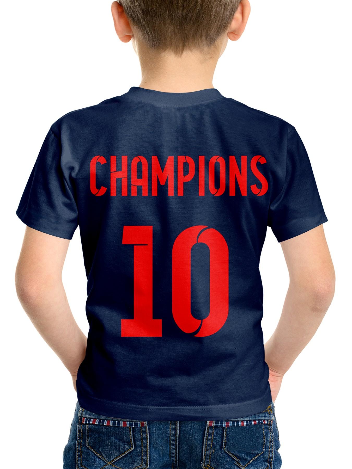 Football Jersey, European Style Boys' Sports T-Shirt, Deep Blue Kids Soccer Uniform, Summer Clothing for Children