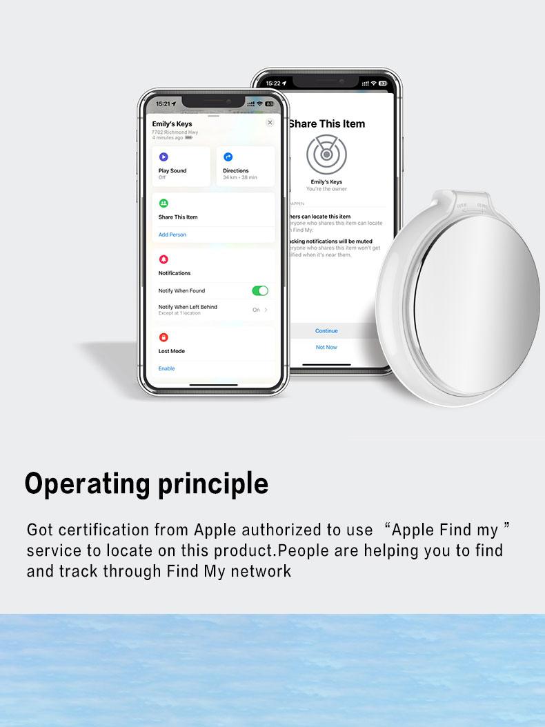 Smart tag air tracker, anti-loss smart location finder. Suitable for iOS systems to locate central devices and products. Useful for luggage, wallets, keys, privacy protection, and holiday gifts.