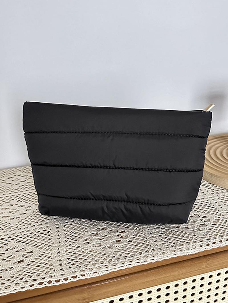 Retro leopard print design fashion cotton-padded makeup bag, Vintage vanity bag, small-scale pleated design casual simple versatile handbag, lightweight small change purse, and fashionable, suitable for daily commuting, shopping and travel, etc.