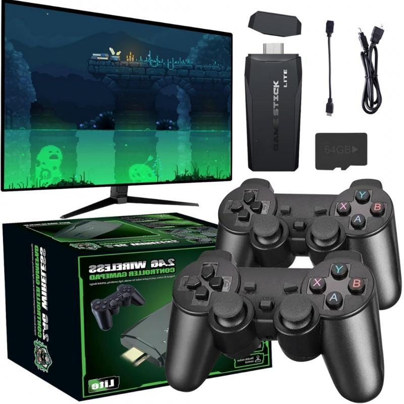 M8 PRO Wireless Game Console - Retro Gaming Consoles with built in Classic games, 9 Classic Emulators, 2.4GHz Wireless Controller, Plug and Play Video Game Stick for TV(64G)