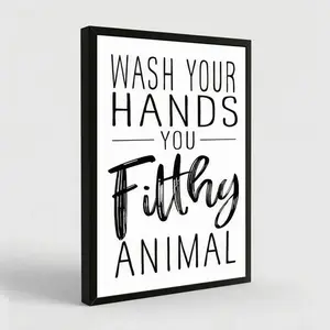 Funny Bathroom Canvas Wall Decor – Modern Black and White Toilet Signs Artwork for Washroom, Powder Room & Café Interior Design