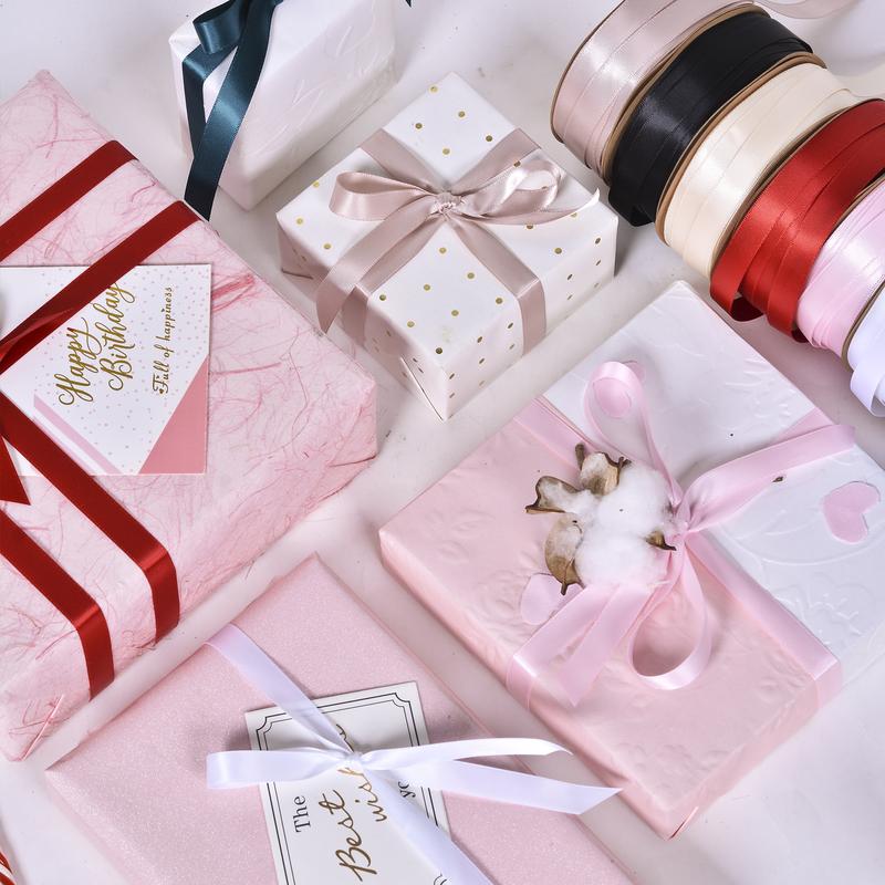 RUSPEPA Double-Sided Satin Fashion Gift Wrapping Ribbon—Ideal for DIY crafts, gift wrapping, cake bands, and bow making—100% Polyester—Extra-Long Size
