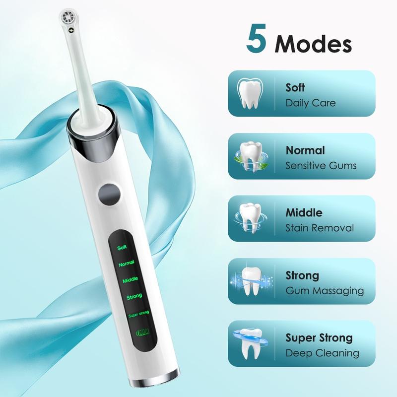 Electric Tooth Polishing Device with LED Light, 5 Modes Teeth Cleaning Tool, Efficient Oral Care, Portable Design, Ideal for Daily Use