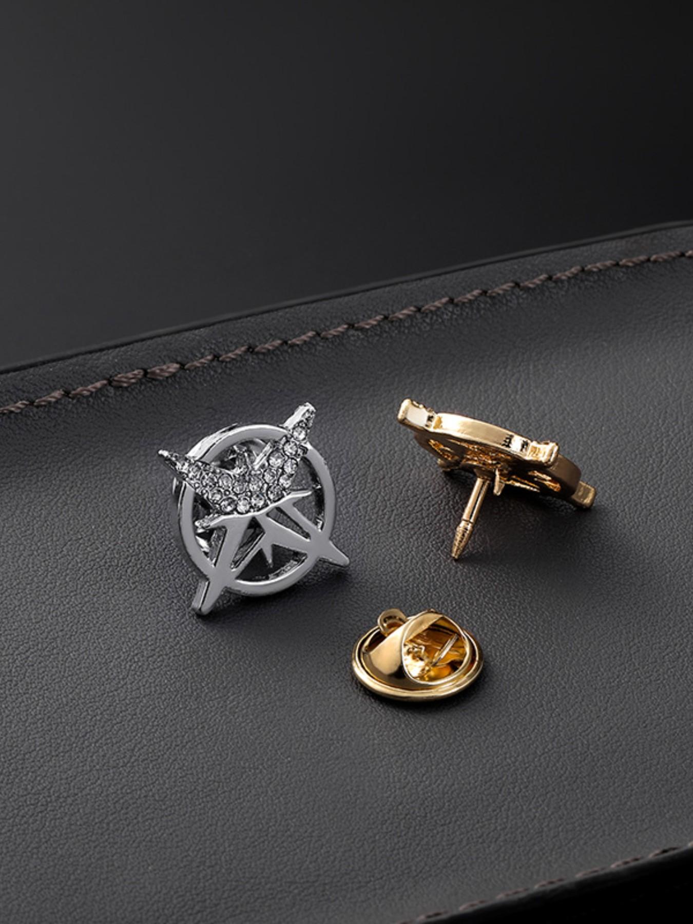 Men's Suit Jacket Decoration Luxury Match Hexagram Badge Pin Small Collar Shirt Unique Brooch, Stylish Accessory for Formal Wear