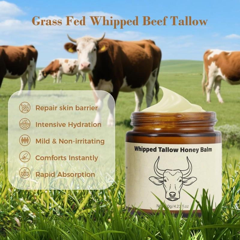 Beef Tallow Cream, Butter Honey Moisturizing Cream, Nourishing and Hydrating Face Cream, Body Lotion Suitable for All Over the Body, Moisturizer Cream