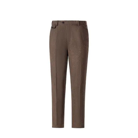 Men's Retro Herringbone Tweed Double Pleat Straight-Leg Turn-Up Cuff Trousers, Menswear Formal-Casual Gentleman Pants with Blazer Dress Fabric, Men's Clothing Vintage Clothing Boosted by Vintage Tweed Style Elevates Basics & Regular Fit Ease