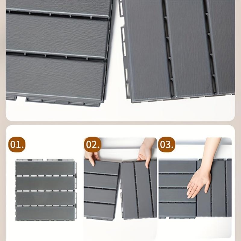 5PCS Bedroom, Balcony, Terrace Plastic Interlocking Flooring, Self-assembly Flooring, Plastic Flooring, Imitation Three-color Plastic Wood Flooring, Outdoor Courtyard Decoration, Easy to Assemble (Model: DM518)