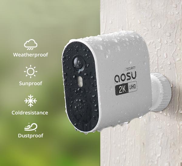 AOSU Solar Security Camera System Wireless Outdoor - No Subscription, 32GB Local Storage on Homebase, 2K, 166° Ultra-Wide View, Spotlight, Support 5G WiFi and Alexa & Google Assistant