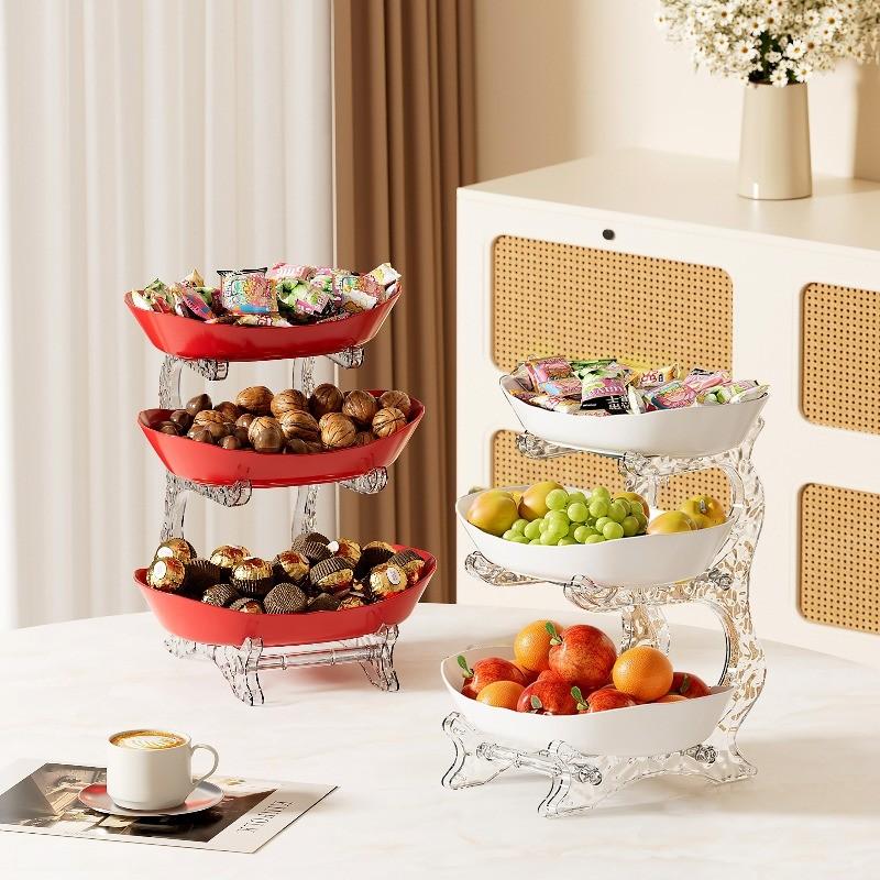 Three-Tier Fruit Basket with Stand, Detachable Snack/nut/cake/dessert/vegetable Storage Box, Perfect Kitchen Counter Organizer