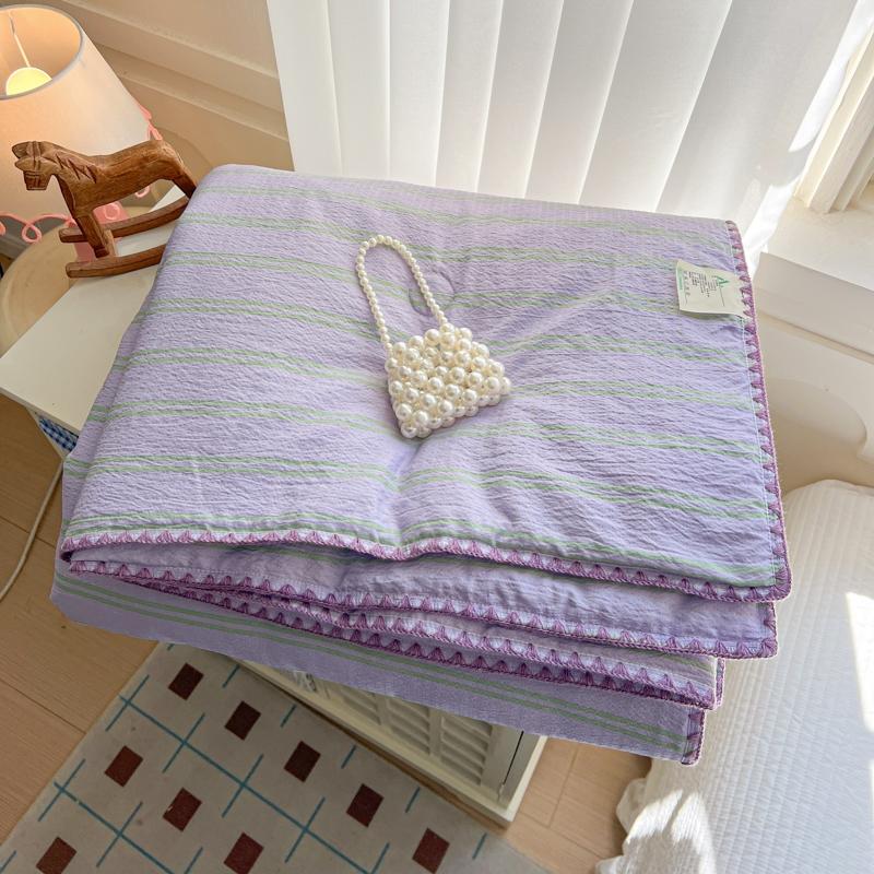 1pcs Summer Quilt, All Season Bedding, Soft Striped Cooling Blanket, Multiple Colors and Sizes, 150x200/200x230, Bedroom Office Living Room, Machine Washable Quilt