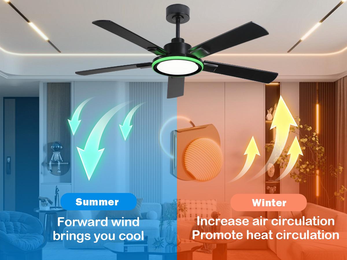 BAYSQUIRREL 52" Ceiling Fan with Lights, RGB Bluetooth Speaker, 6-Speed Reversible Motor, Full-Spectrum Lighting, Edge Ambient Lights, Smart Lighting Solutions,Feb Faves,Valentine's Day BAYSQUIRREL 52" Ceiling Fan with Lights, RGB Bluetooth Speaker, 6-Speed Reversible Motor, Full-Spectrum Lighting, Edge Ambient Lights, Smart Lighting Solutions,Feb Faves,Valentine's Day