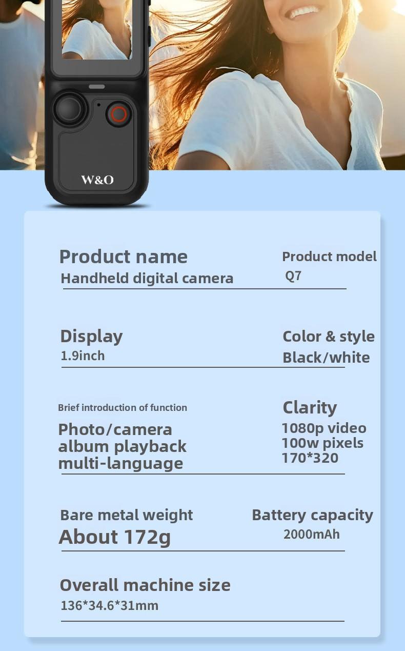 New Q7 HD Action Camera Outdoor Anti-Shake Handheld Portable Recording Vlog Travel Camera