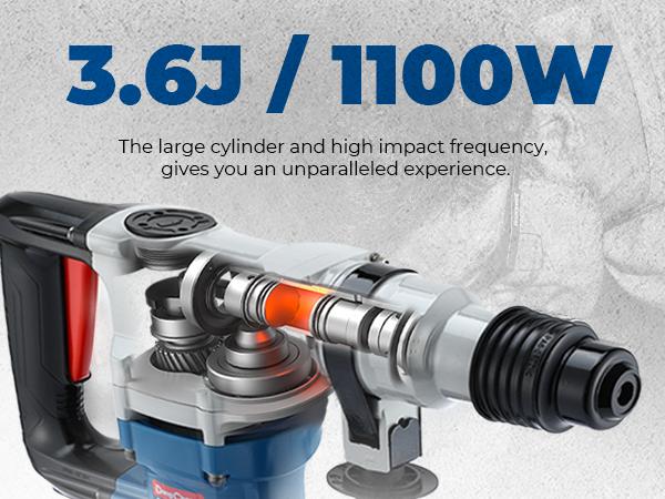 【5-year warranty】DongCheng 1-1/8 Inch SDS-Plus Rotary Hammer Drill with Safety Clutch, 9.2 Amp Heavy Duty Corded Demolition Hammer for Concrete, 3.6 Joules, Including 3 Drill Bits, Flat Chisels and Point Chisels Power Tools 【5-year warranty】DongCheng 1-1/8 Inch SDS-Plus Rotary Hammer Drill with Safety Clutch, 9.2 Amp Heavy Duty Corded Demolition Hammer for Concrete, 3.6 Joules, Including 3 Drill Bits, Flat Chisels and Point Chisels Power Tools