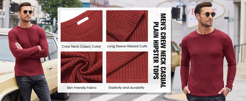 COOFANDY Men's 2 Pack Muscle T-Shirt Stretch Long Sleeve Gym Workout Bodybuilding Training Tee Shirts Casual Hipster Tops