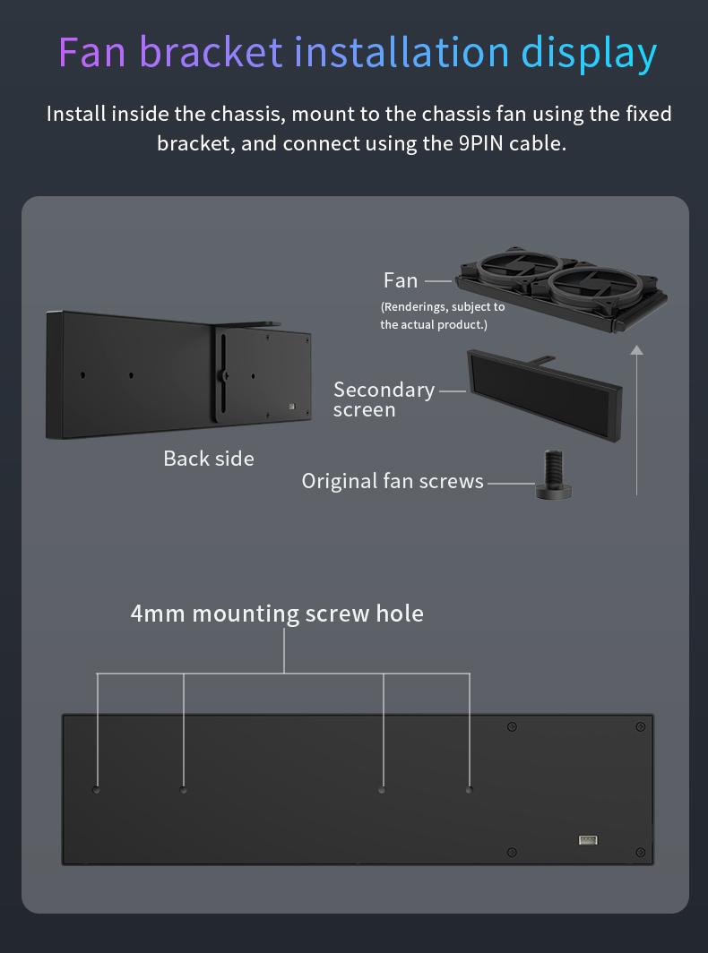 AKP02 DIY computer secondary screen 9.2-inch USB interface AJAZZ computer display screen does not occupy graphics card resources, visualizes themes, edits dynamic backgrounds, computer office assistant desktop artifact, suitable for multiple scenarios