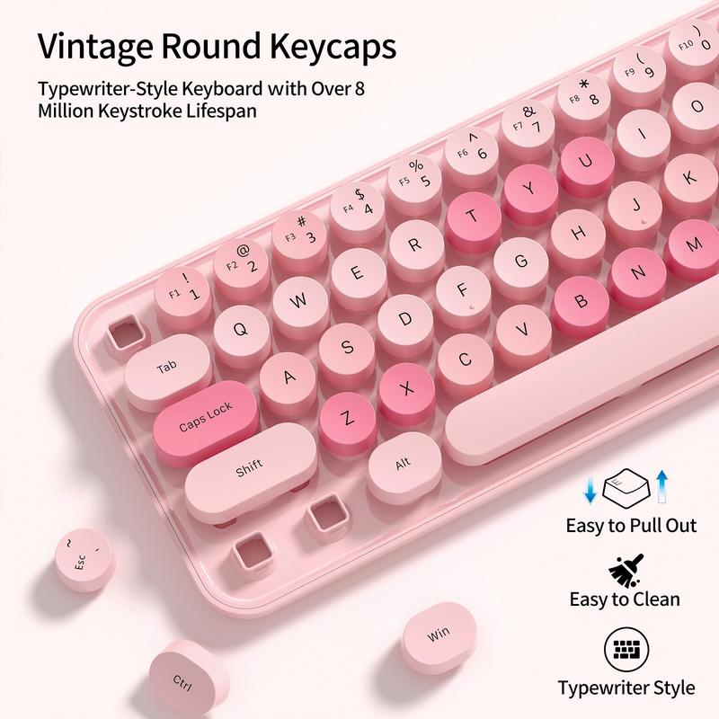 Mofii Three-In-One Keyboard Mouse Set Ergonomic Round Keyboard Wireless Connection, Portable Compact Design, Separate Numeric Keypad, Us Qwerty, No Batteries Included