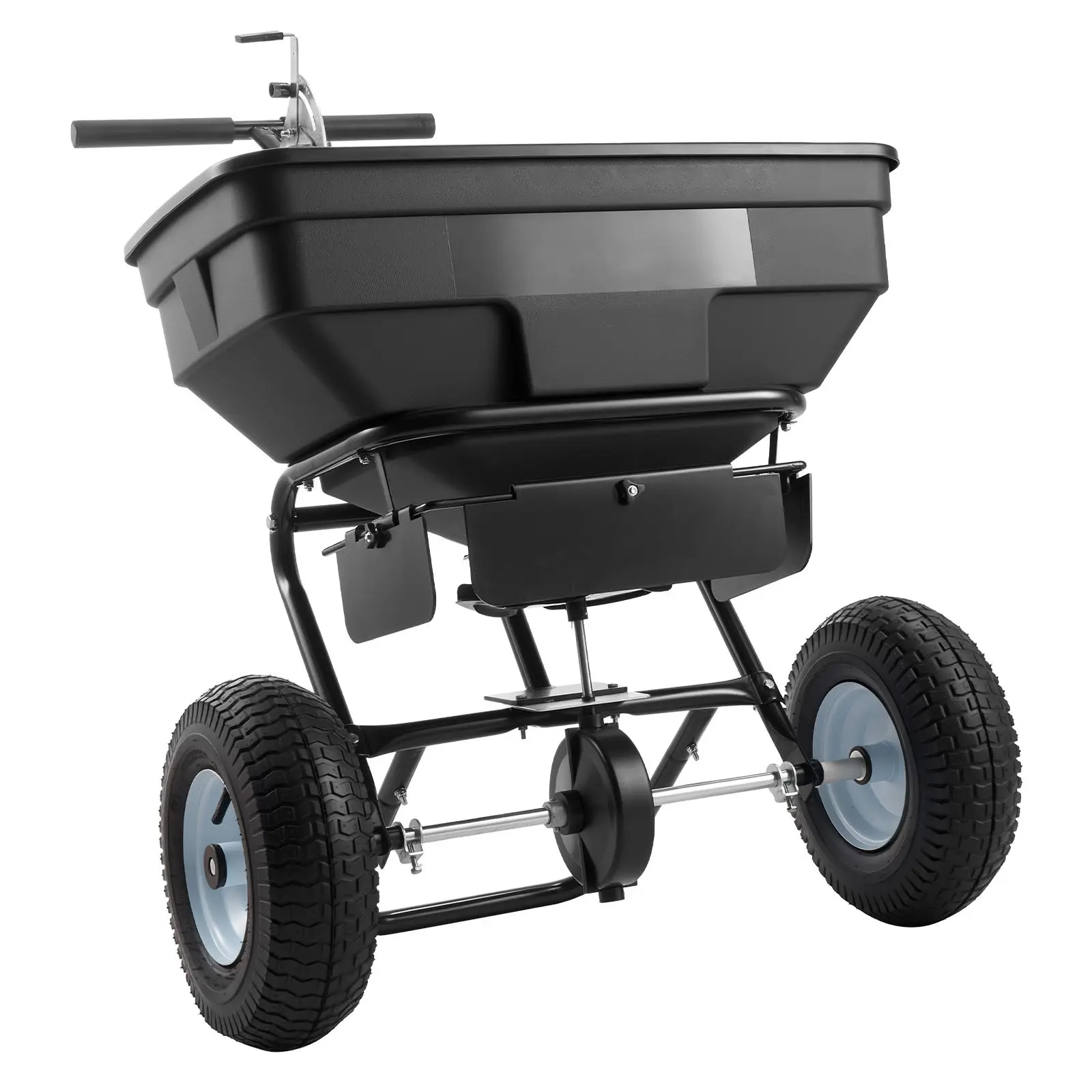 Walk-Behind Spreader, 12ft Spreading Width, Push Broadcast Spreader with 13" All-Terrain Tires, Adjustable Flow Control, 130lbs Capacity Hopper, Lawn Spreaders for Fertilizer Seed Ice Melt