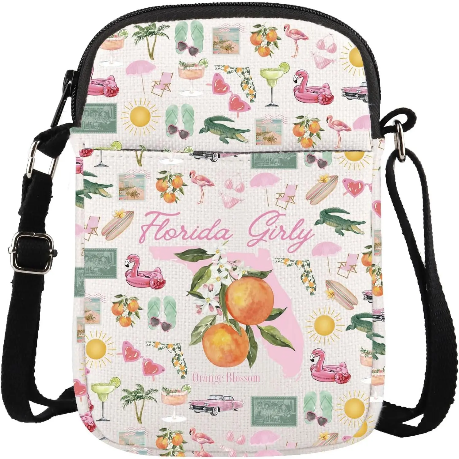 Florida Travel  Florida Bachelorette Party  Florida Souvenirs Florida Orange Blossom Crossbody Bag