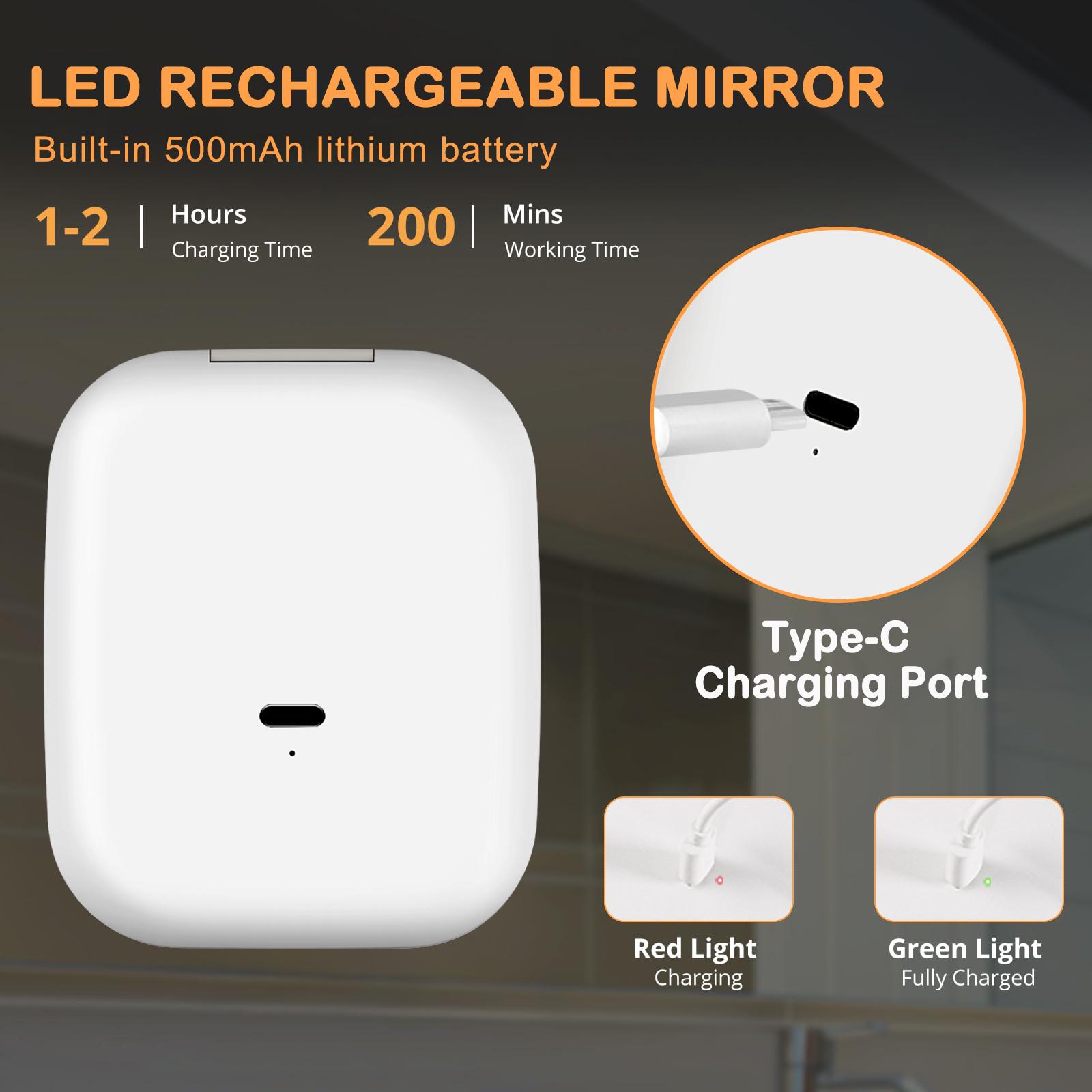 LED Compact Makeup Mirror with 10X/1X Magnification – 3-Color Light Travel Portable Mirror for Pocket & Purse – Rechargeable Dimmable Dual-Sided Vanity Mirror – Birthday & Christmas Gift for Women