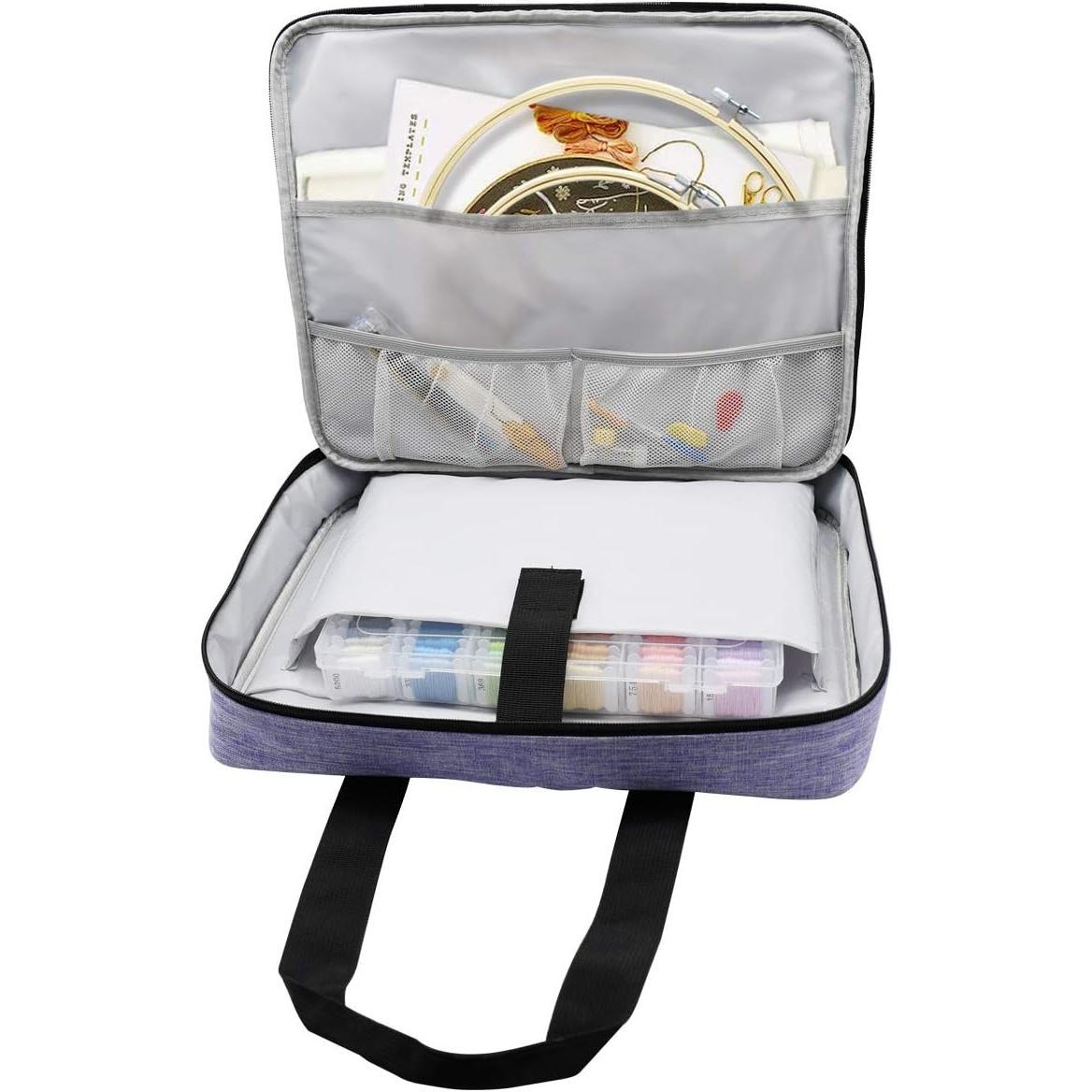 Full Range Embroidery and  Stitch Starter Kit with  Storage Organizer Bag, Includes 99 DMC Coded  Threads, 9 Metallic Floss, 3 Hoops, ,  +  ()