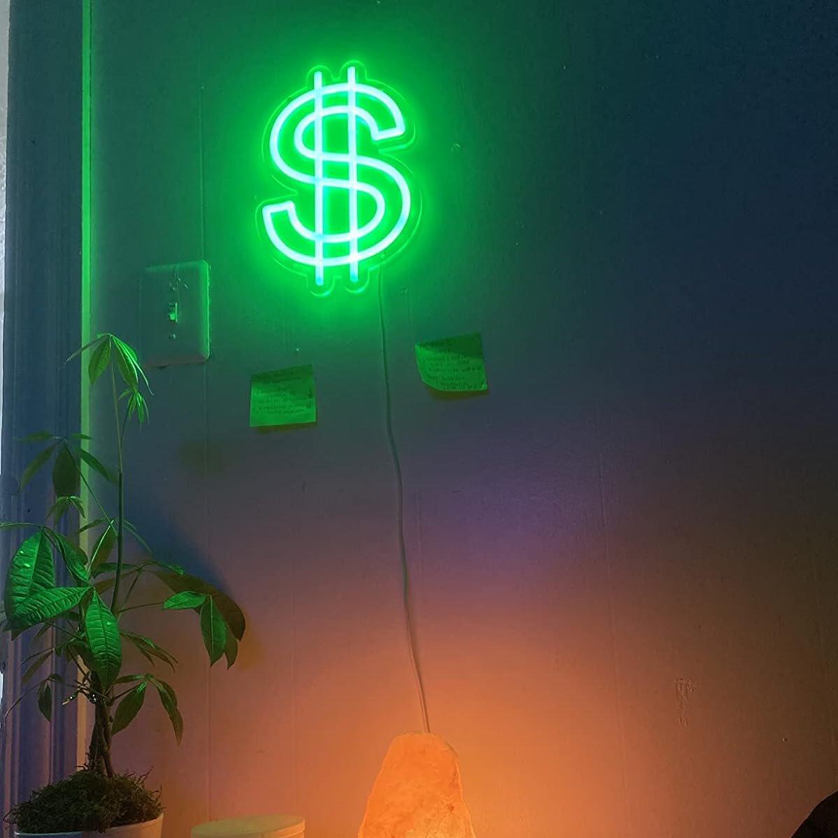 LED Neon Sign Money Adjustable USB Powered Wall Decor, Home Bedroom Game Room Business Bar Shop Office Decoration