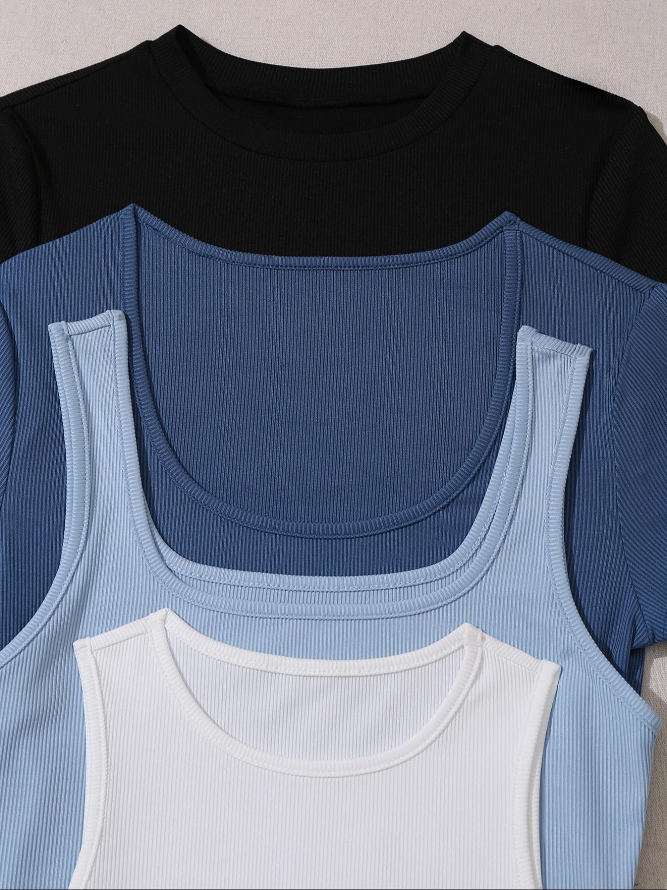 Women's Plain Scoop Neck Tank Bodysuit & Tee Bodysuit with Open Crotch Design, Stretchy Bodysuit, Casual Ribbed Bodysuit for Summer, Ladies Clothes for Daily Wear