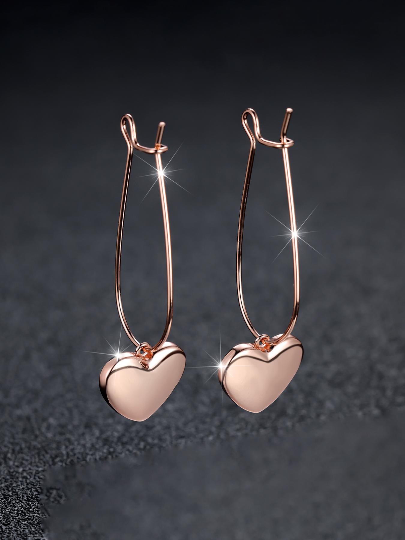 1 Pair Heart Shaped Dangle Earrings, Fashionable Casual Matching Earrings Jewelry for Daily Use, Classic Fashion Accessories for Party, Elegant Minimalist Earrings