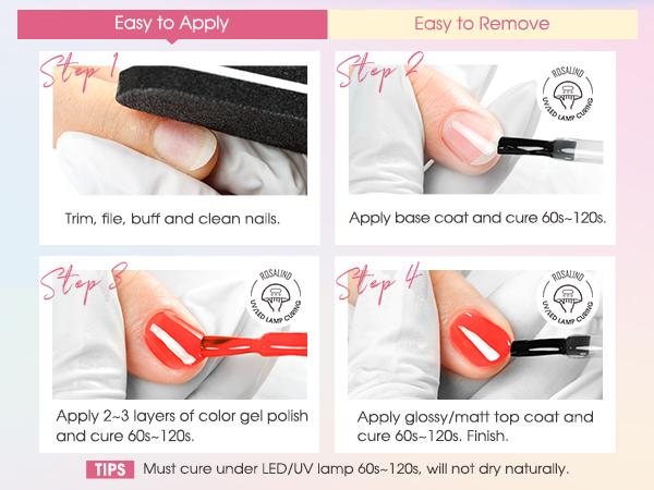 ROSALIND Mini 24Pcs Gel Nail Polish Set-20Pcs Dream Princess Pink Series Nail Gel Nail Polish with 4Pcs Base Coat and Glossy&Matt Top Coat Nail Gel Manicure Cosmetic Gift Set Need Uv/Led Cure