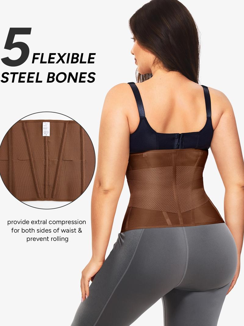 Women's Solid Color Double-layer Velcro Closure Latex Waist Trainer, High Stretch Waist Cincher, Tummy Control Shaper, Waist Trainer for Women