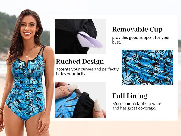 Yonique Womens One Piece Swimsuit Tummy Control - Slimming Bathing Suit V Wired Full Coverage 2026 Swimwear