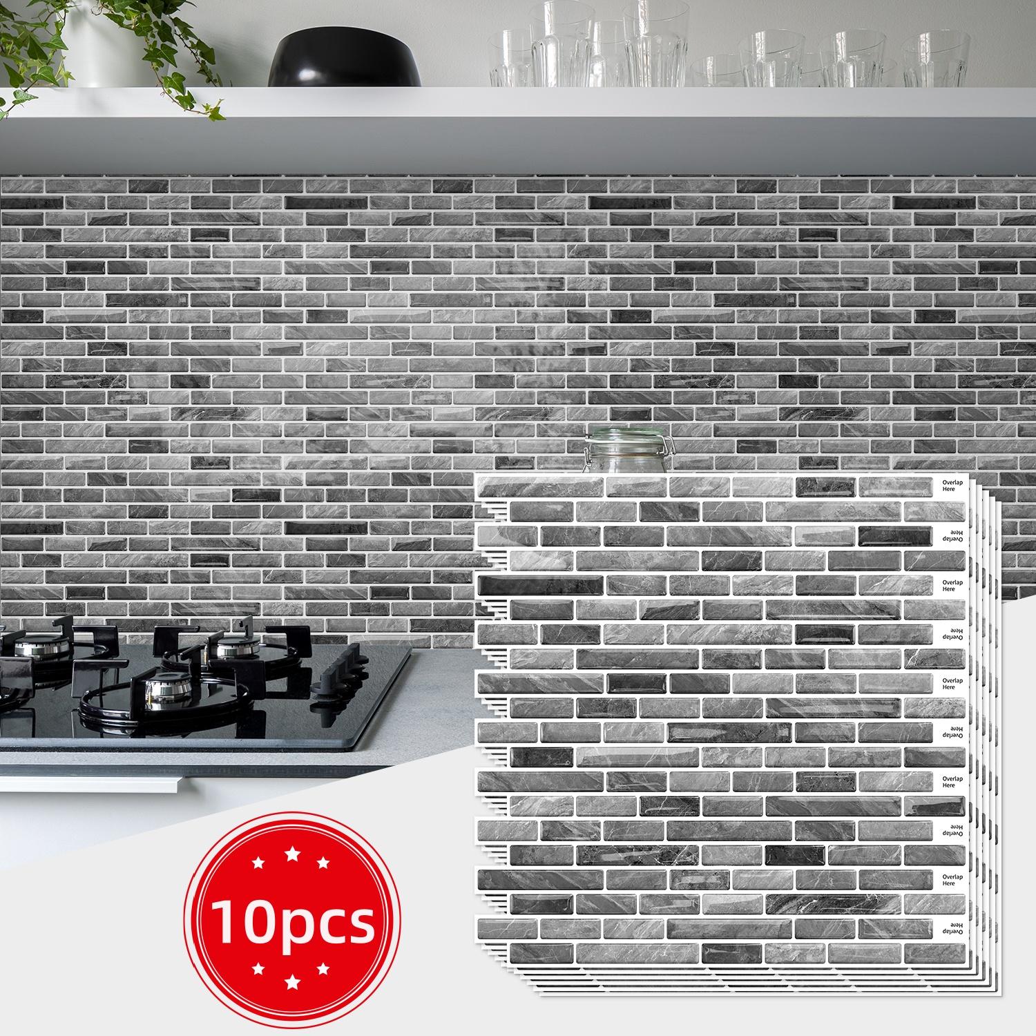 (6pcs/10pcs) Peel and stick removable wall kitchen splashback tiles, 30.5 cm x 30.5 cm self-adhesive marble wall tiles, for kitchen and bathroom