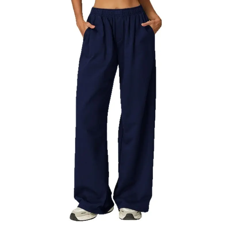Women Fleece Lined Wide Leg Sweatpants, Cotton Loose Slim Casual Long Pants, Comfort Fashion Cute Autumn Winter Outdoor Sports Outfit, Perfect Valentine's Day Gift for Lover, Family & Friends