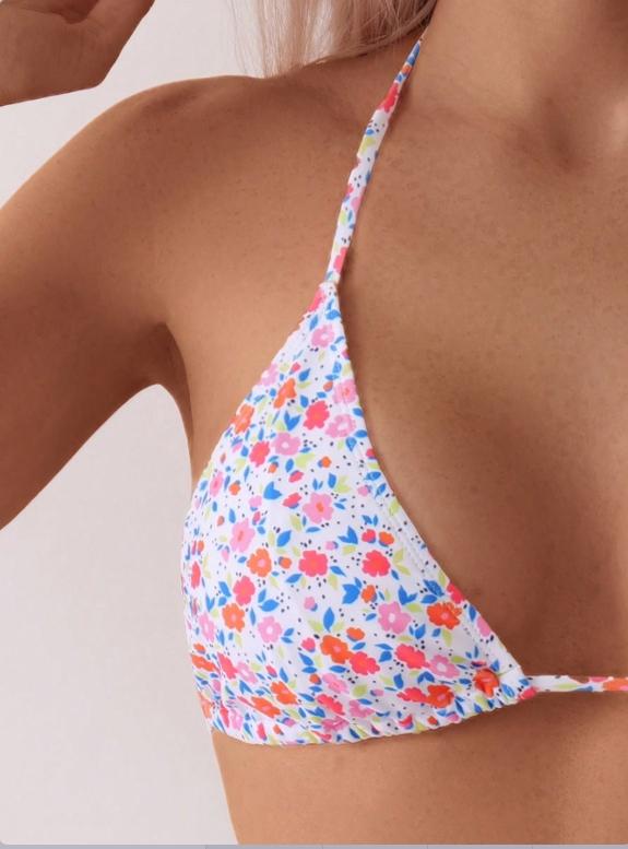 2026 Spring Summer Women's Floral Print Halter Neck Bikini Set, Adjustable Straps, Triangle Cups, Low Waist, Lightweight Stretch Fabric for Beach & Pool