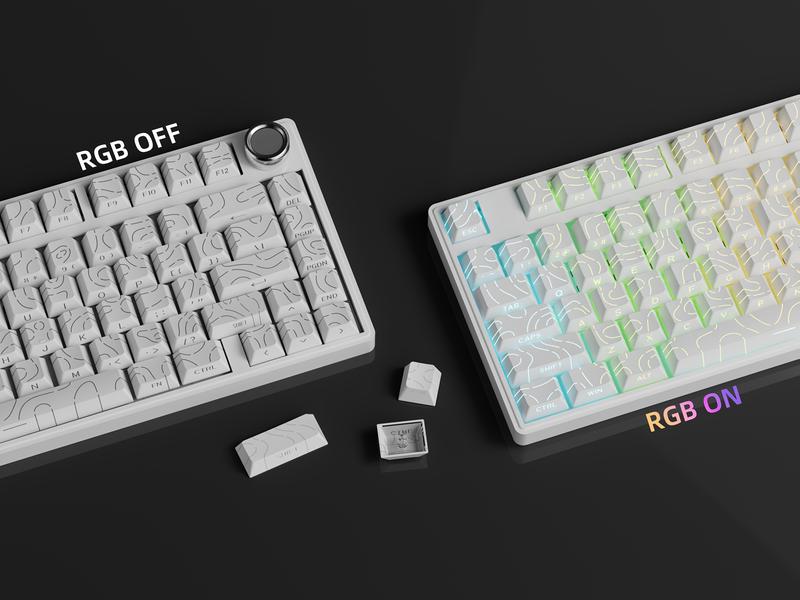 Minimalist Theme Side Engraved Translucent Keycap, Full Five Sided Heat Sublimation Keycap, Keyboard Accessories for Gaming